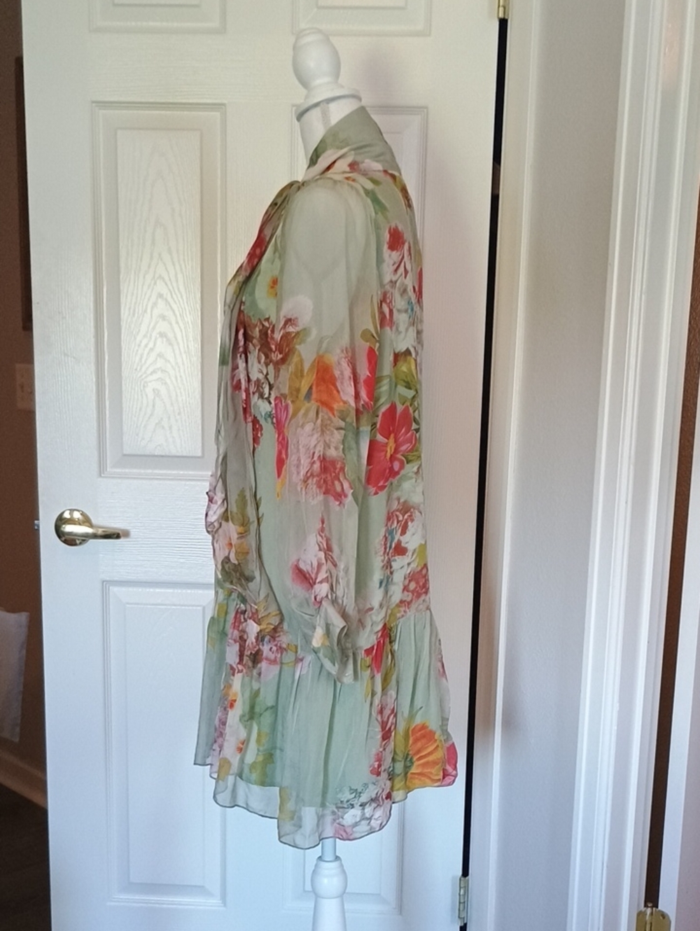 Floral Ruffle Mini Dress - Sage Multi